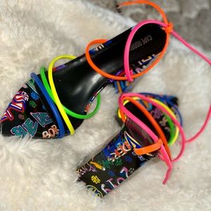 Multi color block heel